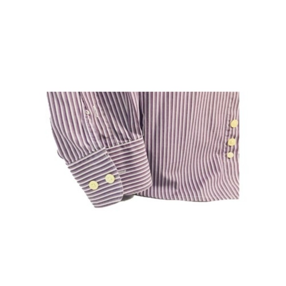 Merona Men's Striped Long Sleeve Button Front Closure Dress Shirt Size Large - Picture 4 of 6